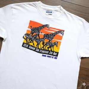 Vintage San Francisco Zoo Run 1989 T-Shirt White Hanes Single Stitch USA Large